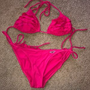 Pink ruffle bikini